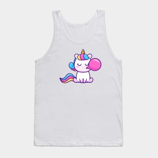 Cute Unicorn Blowing Gum Cartoon Tank Top